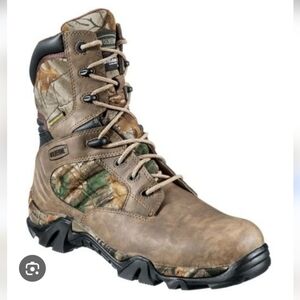 Wolverine Hunting Boots Dark Brown Leather Camo Accents Lace Up Mens 8.5